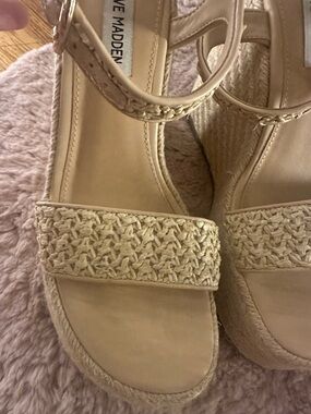 Steve Madden Natural Braided Espadrille Platform Sandals